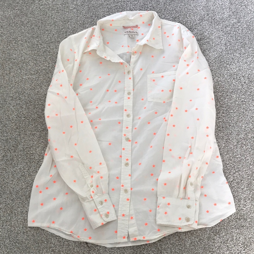 White button down shirt with STARS
